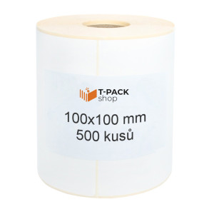 Termální etikety 100×100 mm bílé 500 ks, dutinka 40 mm, perforace