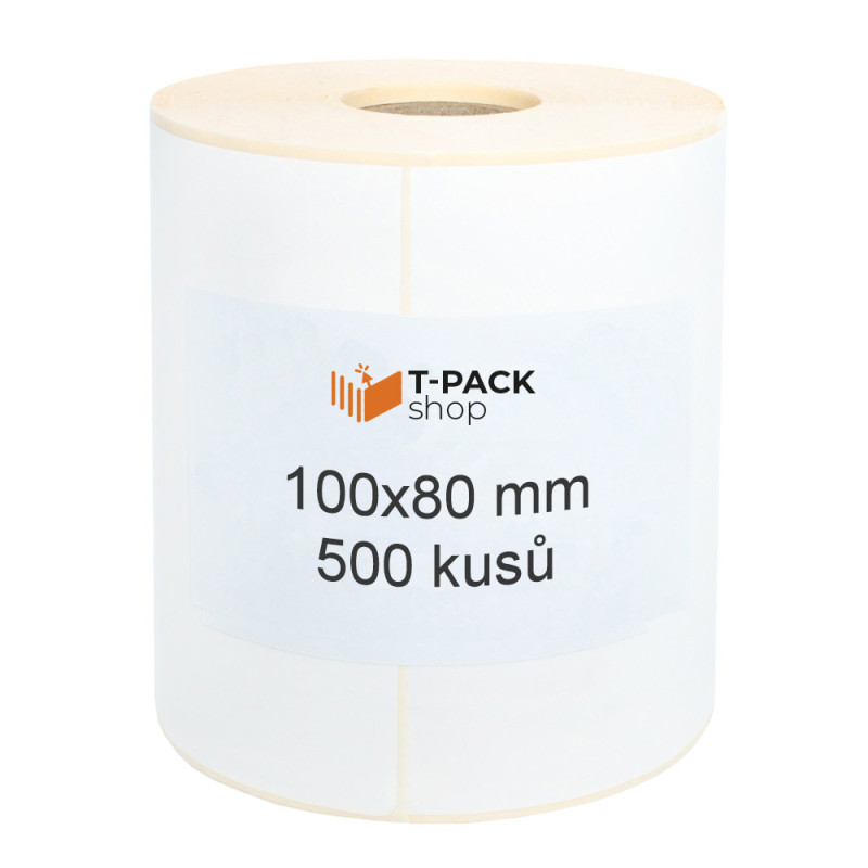 Termální etikety 100x80 500ks 40mm žil Bílá