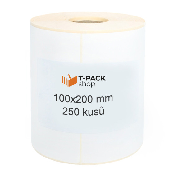 Termoetikety 100x200 mm bilé, návin 250ks, dutinka kotoučku 25mm Perforace