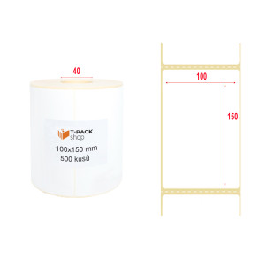 Termotransferové etikety 100x150 500ks 40mm PERFORACE