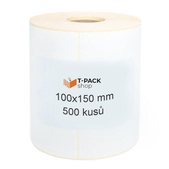 Termoetikety 100x150 mm bilé, návin 500ks, dutinka kotoučku 40mm