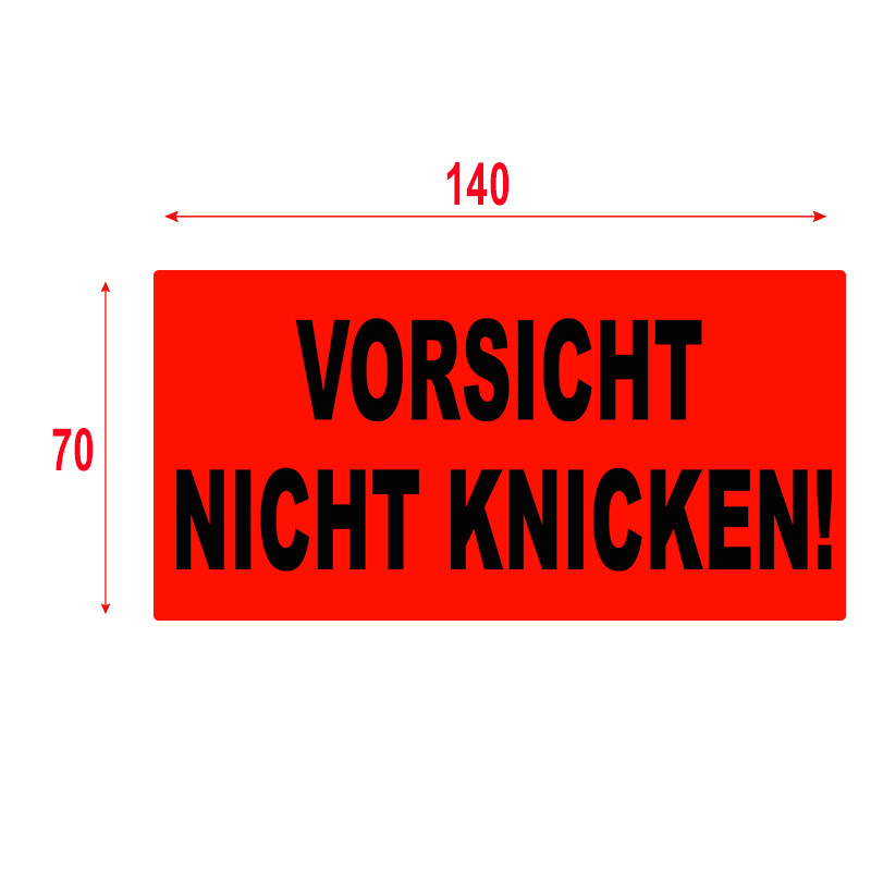 Výstražné etikety  s nápisem "VORSICHT NICHT KNICKEN", 70x140mm, 500ks, 40mm