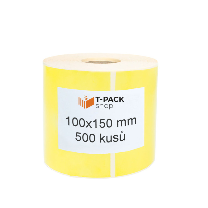 Termoetikety 100x150 mm žluté, návin 500ks, dutinka 25mm Perforace