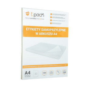 Samolepicí etikety v archu A4 210 x 148,5 mm, 2ks/A4, 100 listů