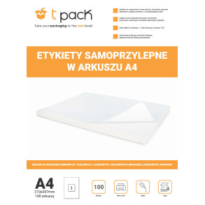 Samolepicí etikety v archu A4 210 x 297 mm, 1ks/A4, 100 listů