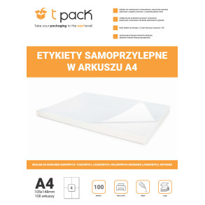 Samolepicí etikety v archu 105 x 148,5 mm, 4ks/A4, 100 listů