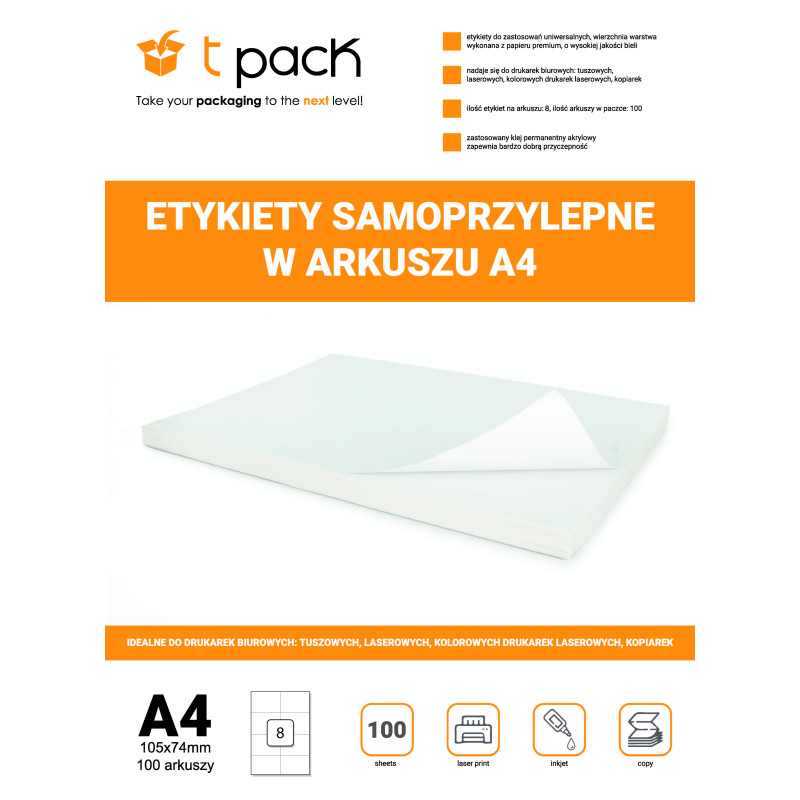 Etikety v archu A4 TNT 105x74mm 800 ks.