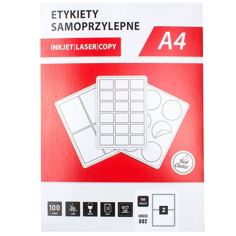 Samolepicí etikety 210 x 148 mm, 2ks/A4, 100 listů