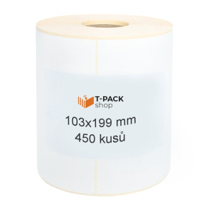 Termoetikety na zásilky 103 x 199 mm, návin 450ks, D25, perforace