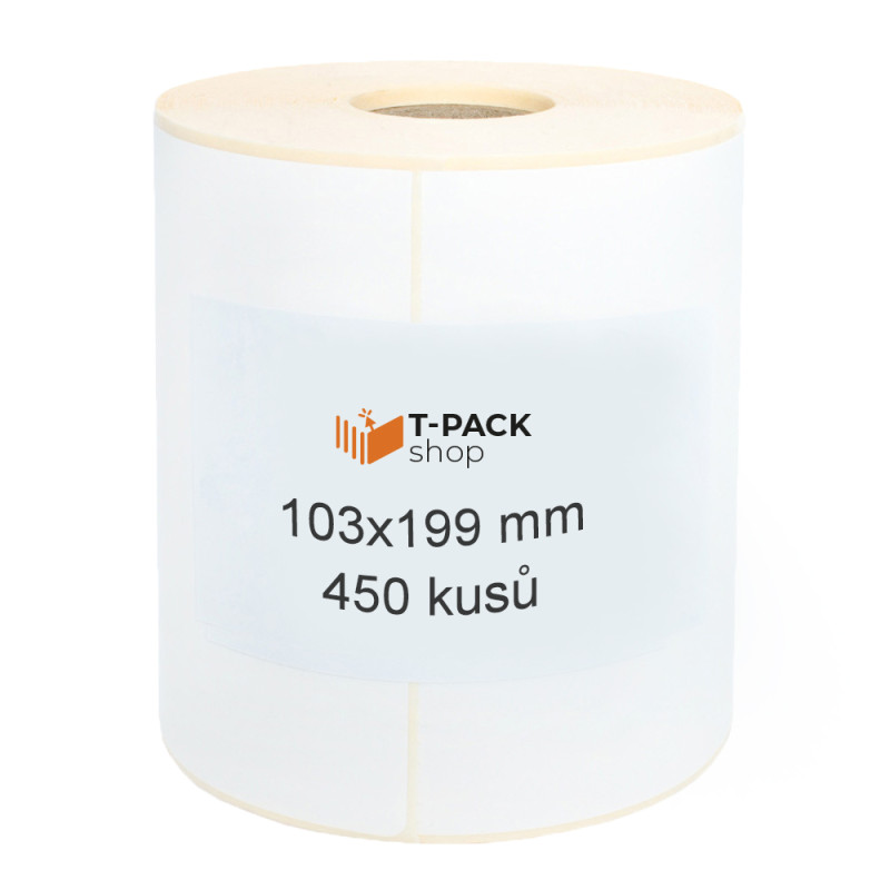 Termoetikety na zásilky 103 x 199 mm, návin 450ks, D25, perforace
