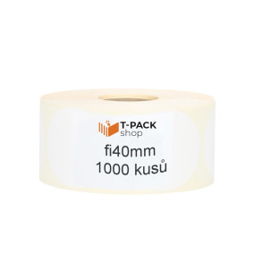 Termální etikety kulaté fi40 1000ks dutinka 40mm Bílé