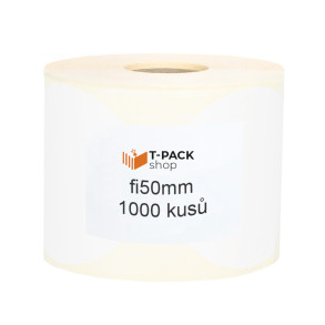 Termální etikety kruh 50mm 1000ks 40mm žil Bílá