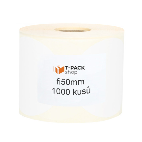 Termální etikety kruh 50mm 1000ks 40mm žil Bílá