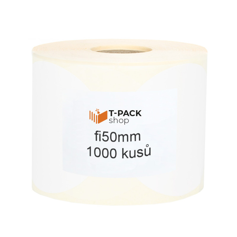 Termální etikety kruh 50mm 1000ks 40mm žil Bílá