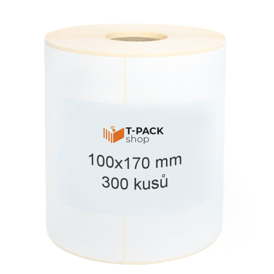 Termoetikety 100x170 mm bilé, návin 300ks, D40mm Perforace