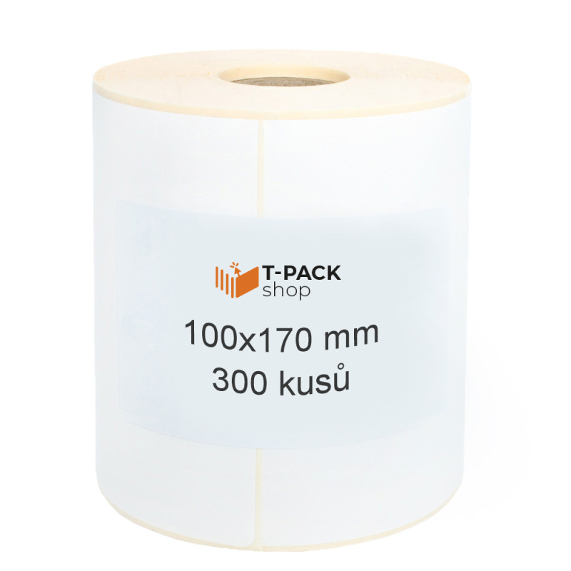 Termoetikety 100x170 mm bilé, návin 300ks, D40mm Perforace