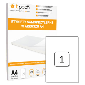 Samolepicí etikety v archu A4 210 x 297 mm, 1ks/A4, 100 listů