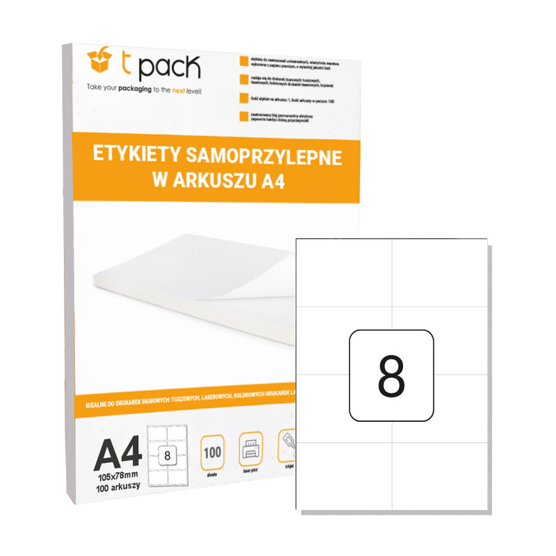 Etikety v archu A4 TNT 105x74mm 800 ks.