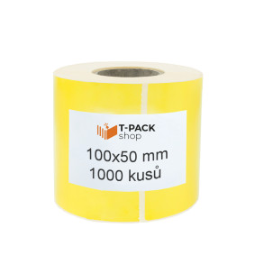 Termoetikety 100x50 mm žluté, návin 1000ks, dutinka kotoučku 40mm