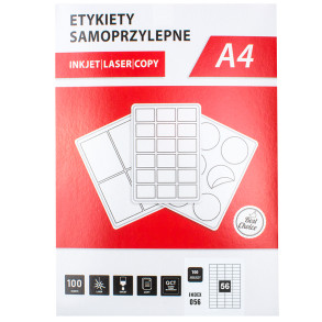 Samolepící etikety 52,5x21,2mm, 56ks na A4, 100 listů