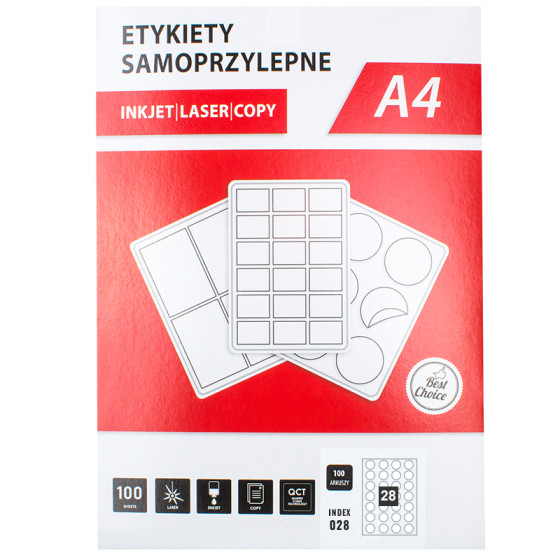 Kulaté Samolepící etikety Ø 40 mm, 28ks na archu A4, 100 listů