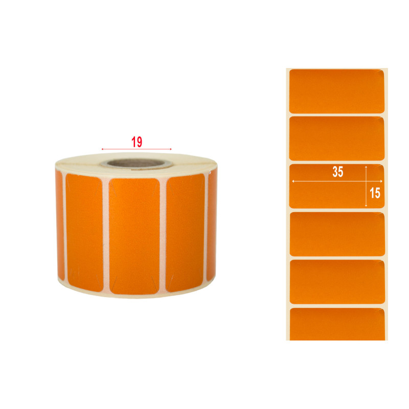 Neprůhledné termální etikety 35x15mm 19mm oranžové