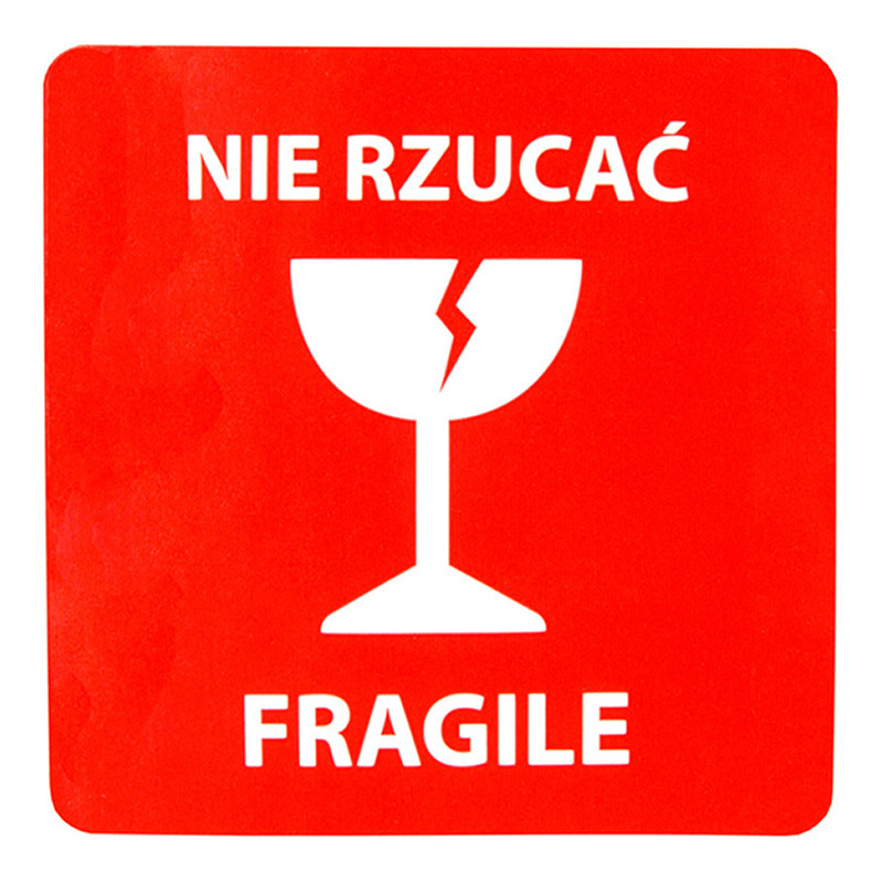 Výstražné samolepící etikety s nápisem "Nie rzucać FRAGILE", 50x50mm, 1000ks, 40mm