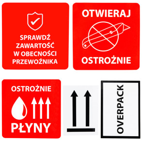 Výstražné samolepící etikety s nápisem "Nie rzucać FRAGILE", 50x50mm, 1000ks, 40mm
