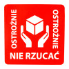 Výstražné samolepící etikety s nápisem "Ostrożnie, nie rzucać", 50x50mm, 1000ks, 40mm