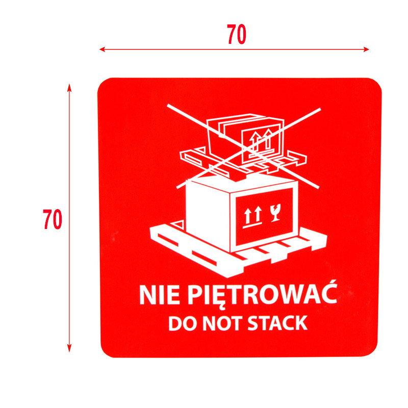 Výstražné samolepící  etikety  s nápisem "Nie piętrować", 70x70mm, 1000ks, 40mm