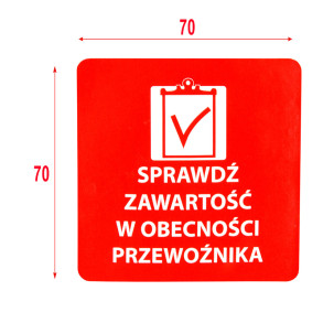 Výstražné samolepící  etikety  s nápisem "Sprawdź zawartość", 70x70mm, 1000ks, 40mm