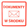 Výstražné samolepící  etikety  s nápisem "Dokumenty w środku", 70x70mm, 1000ks, 40mm
