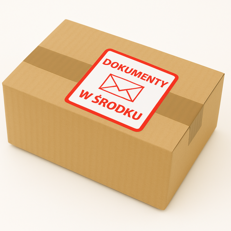 Výstražné samolepící  etikety  s nápisem "Dokumenty w środku", 70x70mm, 1000ks, 40mm