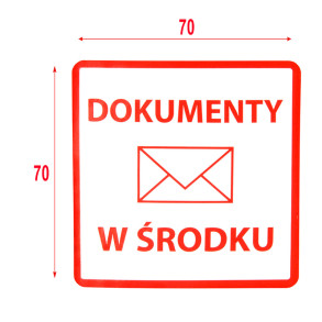 Výstražné samolepící  etikety  s nápisem "Dokumenty w środku", 70x70mm, 1000ks, 40mm