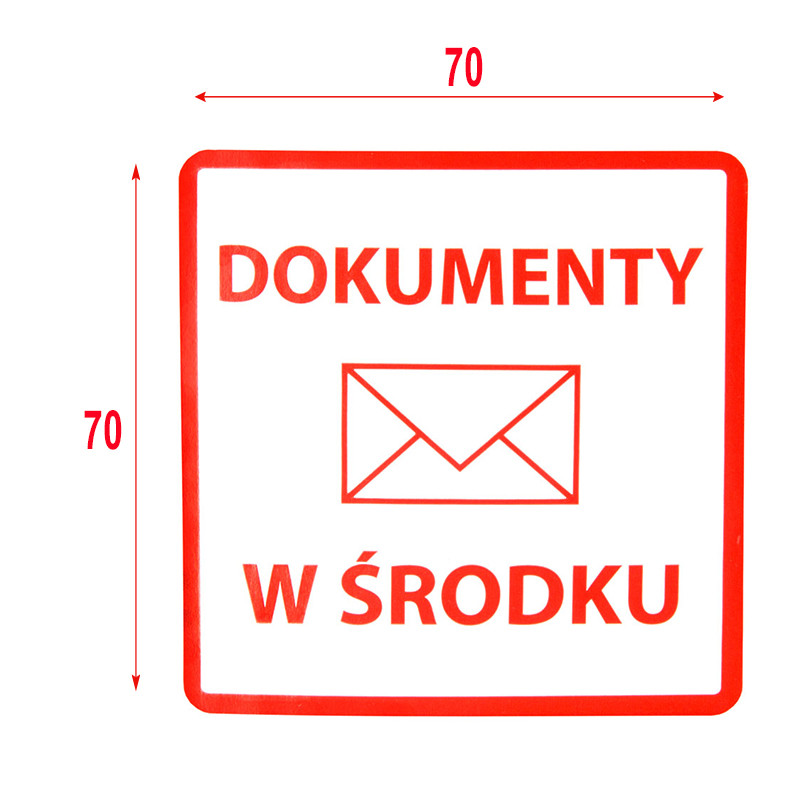 Výstražné samolepící  etikety  s nápisem "Dokumenty w środku", 70x70mm, 1000ks, 40mm