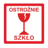 Výstražné etikety  s nápisem "Ostrożnie szkło", 100x100mm, 500ks, 40mm