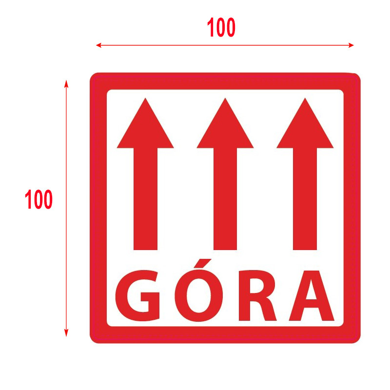 Výstražné etikety  s nápisem "Góra", 100x100mm, 500ks, 40mm