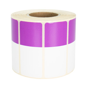 Termoetikety 70x30mm bílé/fialové, návin 1000ks, dutinka kotoučku 40mm