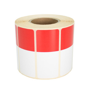Termoetikety 70x30mm bílé/červené, návin 1000ks, dutinka kotoučku 40mm