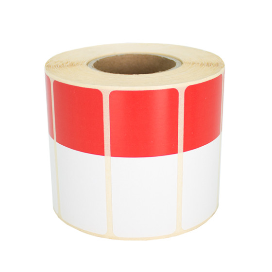 Termoetikety 70x30mm bílé/červené, návin 1000ks, dutinka kotoučku 40mm Termoetikety 70x30mm bílé/červené, návin 1000ks, dutinka kotoučku 40mm