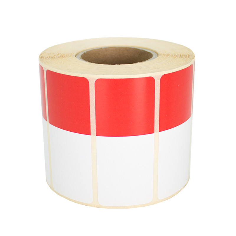 Termoetikety 70x30mm bílé/červené, návin 1000ks, dutinka kotoučku 40mm