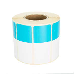 Termoetikety 70x30mm bílé/modré, návin 1000ks, dutinka kotoučku 40mm