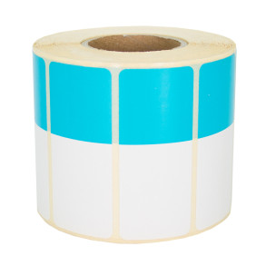 Termoetikety 70x30mm bílé/modré, návin 1000ks, dutinka kotoučku 40mm