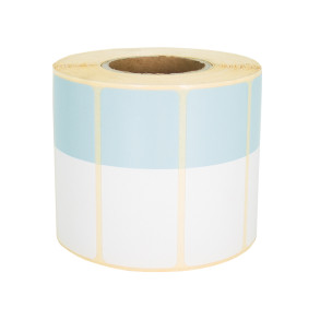 Termoetikety 70x30mm bílá/světle modrá, návin 1000ks, dutinka kotoučku 40mm