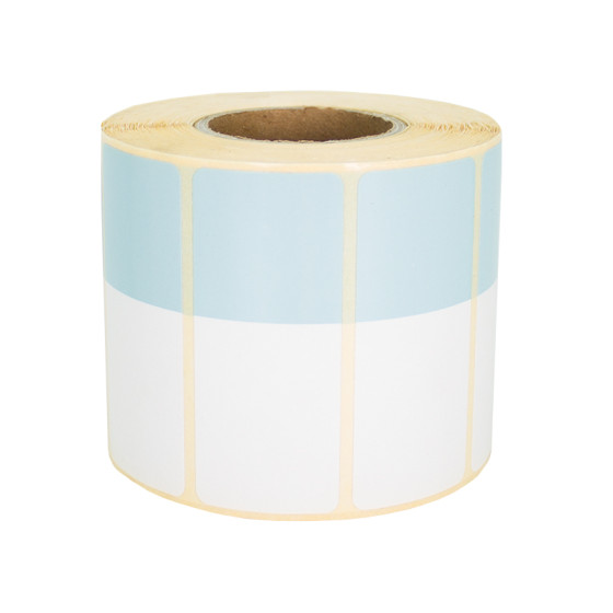 Termoetikety 70x30mm bílá/světle modrá, návin 1000ks, dutinka kotoučku 40mm Termoetikety 70x30mm bílá/světle modrá, návin 1000ks, dutinka kotoučku 40mm