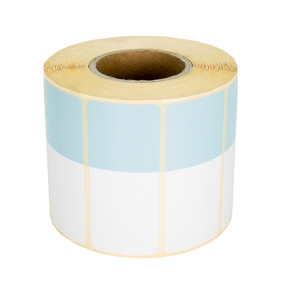 Termoetikety 70x30mm bílá/světle modrá, návin 1000ks, dutinka kotoučku 40mm