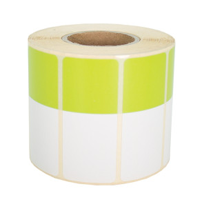 Termoetikety 70x30mm bílá/světle zelená, návin 1000ks, dutinka kotoučku 40mm