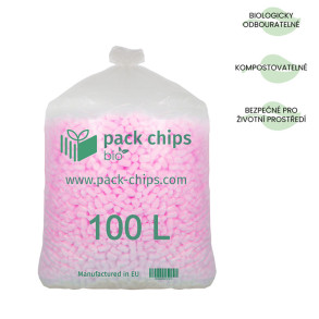 Fixační výplňová tělíska Pack Chips BIO, 100 litrů, růžová