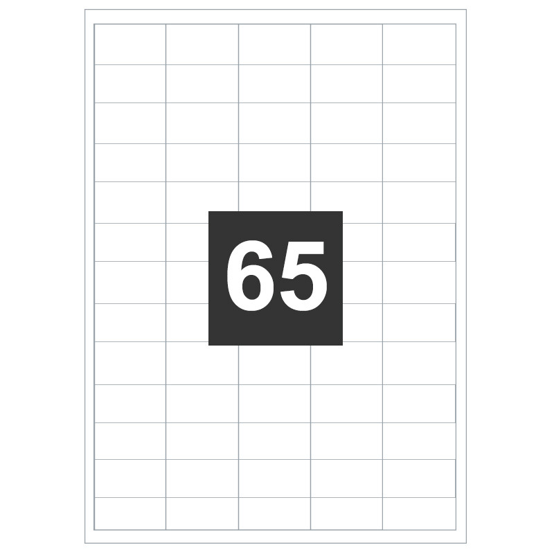 Samolepící etikety 38x21mm, 65ks na A4, 100 listů