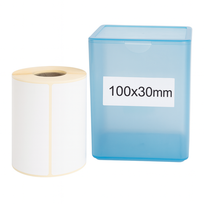 Termoetikety 100x30 mm bilé, návin 1000ks, dutinka kotoučku 40mm